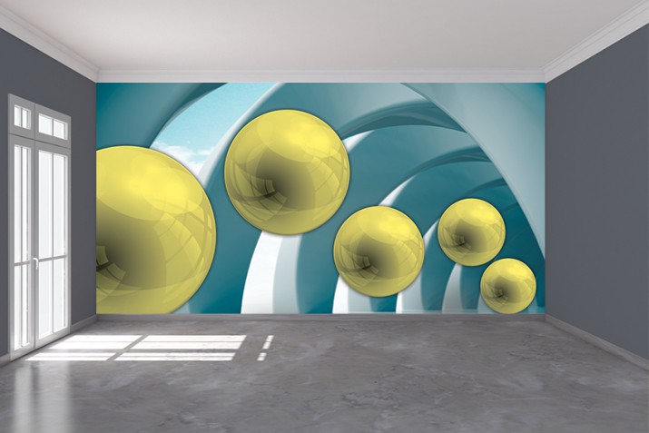 Fototapeta na ścianę tapeta na fizelinie do salonu Ściana 3D tunel kule 10469 - zdjęcie 1