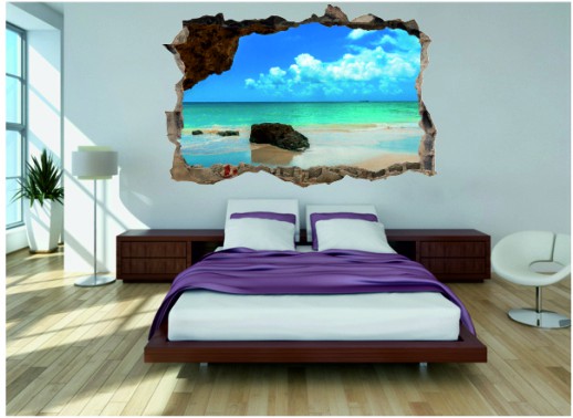 Naklejka na ścianę, dziura 3D rajska plaża 350 Naklejkomania - zdjecie 1