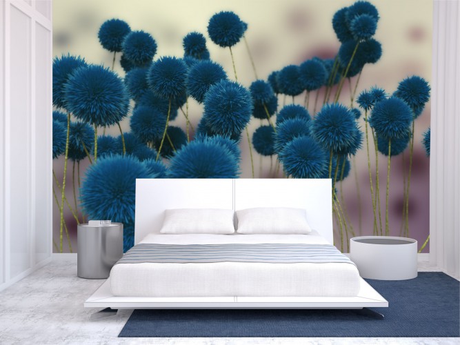 Tapeta Flizelinowa na ścianę niebieskie kwiaty 9978