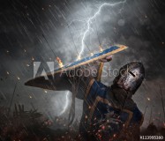 Lightning strikes a knight on battlefield. Naklejkomania - zdjecie 1 - miniatura