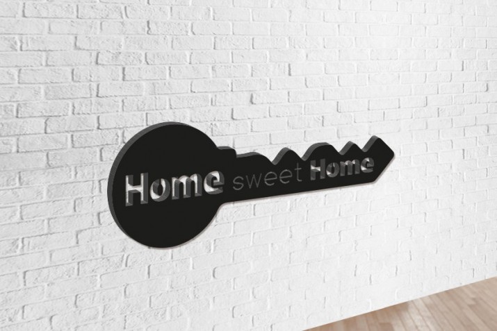 Naklejka napisy na ścianę 3D z PCV, 10406 klucz Home Sweet Home - zdjęcie 2