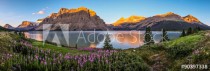 Panorama of sunrise at Bow Lake, Banff National Park Naklejkomania - zdjecie 1 - miniatura