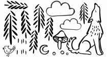 Naklejka ścienna dla dzieci -  zwierzątka, las, drzewa, wilk 10357 Naklejkomania - zdjecie 2 - miniatura