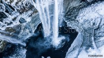 Aerial photo of the Seljalandsfoss waterfall in winter Naklejkomania - zdjecie 1 - miniatura