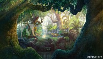 Fantasy inside forest background painting Naklejkomania - zdjecie 1 - miniatura