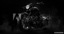 Black motorcycle on a dark background with smoke (3D illustration) Naklejkomania - zdjecie 1 - miniatura