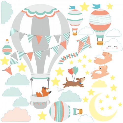 Naklejka ścienna dla dzieci -  balony, niebo 9738 - zdjęcie 2