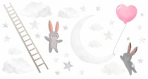 Naklejki dla dzieci dziecka na ścianę króliczek na księżycu 40345 Naklejkomania - zdjecie 2 - miniatura