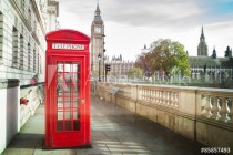 Big ben and red phone cabine in London Naklejkomania - zdjecie 1 - miniatura