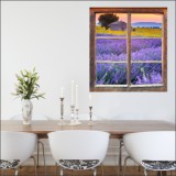 Naklejka na ścianę, dziura 3D okno widok łąka kwiaty wrzosy 3179 Naklejkomania - zdjecie 1 - miniatura
