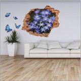Naklejka na ścianę, dziura 3D  cegły łąka kwiaty motyle 3164 Naklejkomania - zdjecie 1 - miniatura