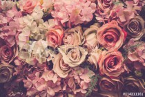 Valentine day background. Retro pink roses flower background Naklejkomania - zdjecie 1 - miniatura