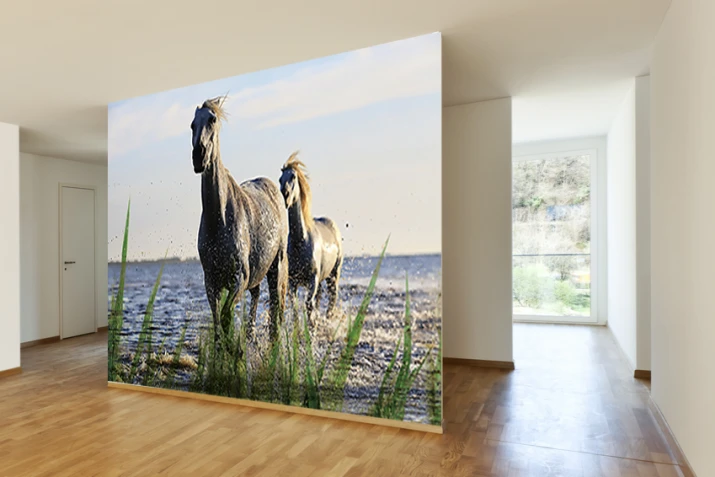 Fototapeta na ścianę tapeta na fizelinie do salonu sypialni  konie jezioro 10584