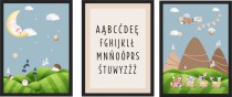 Zestaw trzech plakatów plakaty na ścianę w ramie pastelowy alfabet KD039 Naklejkomania - zdjecie 1 - miniatura
