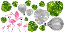 Naklejki dla dzieci - bajka balony ptaki flamingi liście monstera 10314 Naklejkomania - zdjecie 2 - miniatura