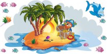 Naklejka ścienna dla dzieci -  wyspa, pirat zestaw 15 Naklejkomania - zdjecie 2 - miniatura
