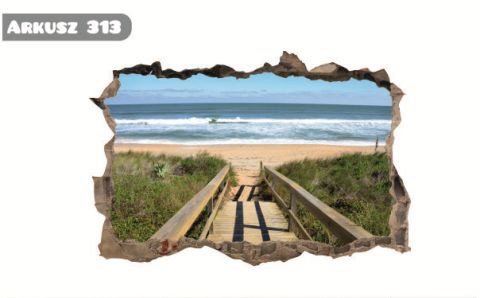 Naklejka na ścianę, dziura 3D most na plażę 313 - zdjęcie 2