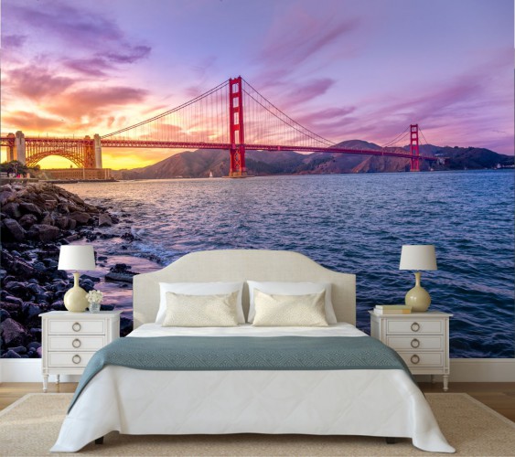 Fototapeta na ścianę tapeta na fizelinie do salonu sypialni miasto San Francisco most wzór 10018