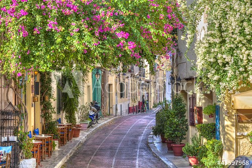 Traditional houses in Plaka area under Acropolis ,Athens,Greece