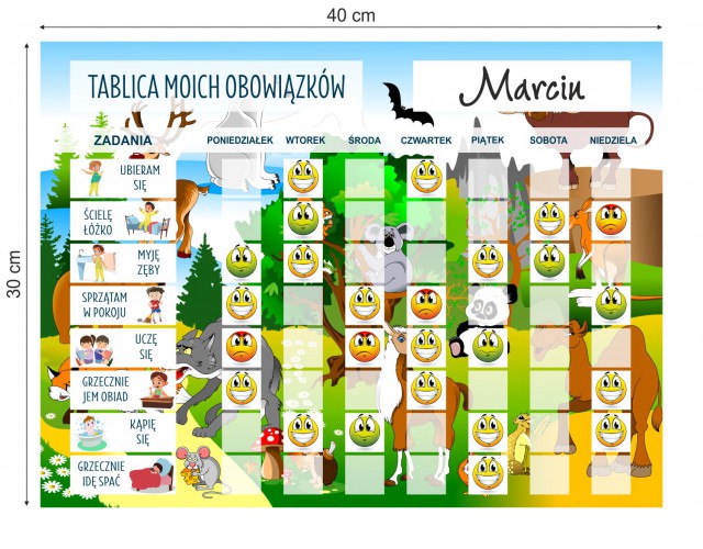 Tablica motywacyjna magnetyczna tablica z obowiązkami zwierzątka 4530 - zdjęcie 5