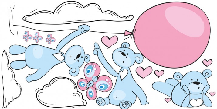 Naklejki dla dzieci - bajka, misie, chmurki, balony 15031 - zdjęcie 2