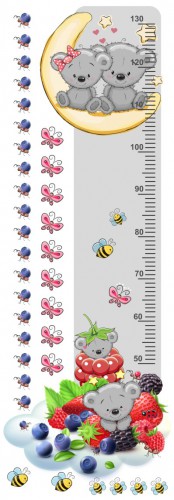 Naklejka ścienna dla dzieci -  miarka wzrostu misie księżyc motyle 40038 - zdjęcie 2
