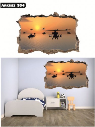 Naklejka na ścianę, dziura 3D,helikoptery 304 - zdjęcie 2