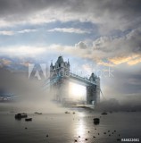 Tower Bridge with fog in London, England Naklejkomania - zdjecie 1 - miniatura