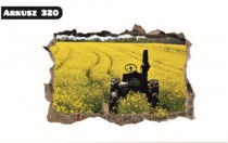 Naklejka na ścianę, dziura 3D pole rzepaku  traktor 320 Naklejkomania - zdjecie 2 - miniatura