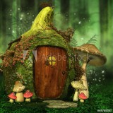 Zielony las z baśniowym domkiem elfów Naklejkomania - zdjecie 1 - miniatura