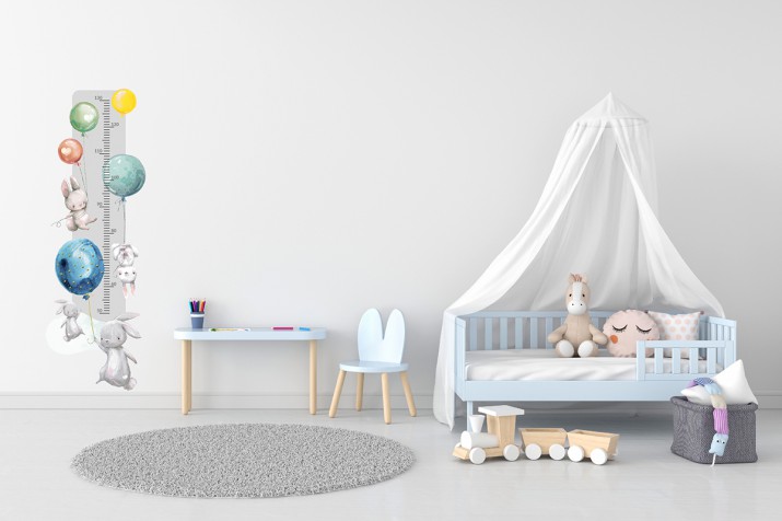 Naklejka ścienna dla dzieci -  miarka wzrostu króliczki balony 41503 - zdjęcie 2