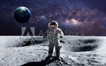 Brave astronaut at the spacewalk on the moon. This image elements furnished by NASA. Naklejkomania - zdjecie 1 - miniatura