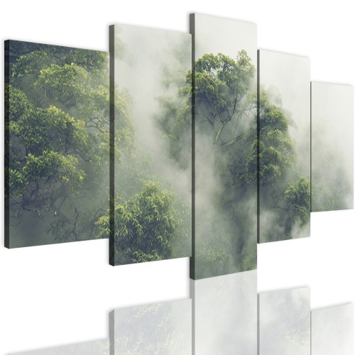Obrazy na ścianę 5 częściowy 41541 las mgła