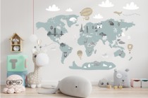 Naklejka ścienna - mapa świata balony 41379 Naklejkomania - zdjecie 1 - miniatura