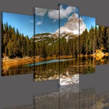 Obrazy 5 częściowe-  Pejzaż, góry, jezioro 12290 Naklejkomania - zdjecie 3 - miniatura