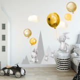 Naklejki na ścianę dla dzieci  króliki góry 41034 żółte balony Naklejkomania - zdjecie 1 - miniatura
