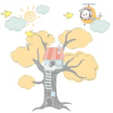 Naklejka ścienna, naklejki, na ścianę, dla dzieci - drzewko, domek na drzewie, miś, pomarańczowe, piesek, helikopter, drzewo 2096 Naklejkomania - zdjecie 2 - miniatura