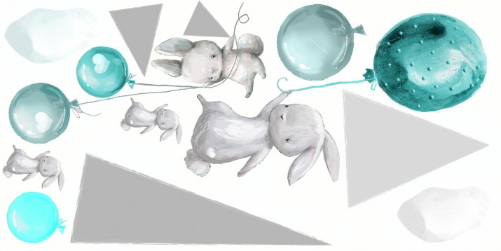Naklejka ścienna dla dzieci - balony, chmurki 9833 - zdjęcie 2