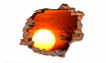 Naklejka na ścianę, dziura 3D  cegły zachód słońca niebo 3006 Naklejkomania - zdjecie 2 - miniatura