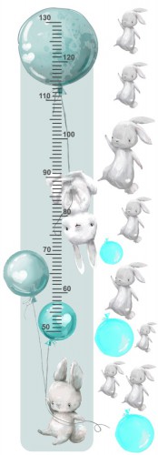 Naklejka ścienna dla dzieci -  miarka wzrostu króliki gwiazdki balony 40032 - zdjęcie 2