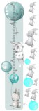 Naklejka ścienna dla dzieci -  miarka wzrostu króliki gwiazdki balony 40032 Naklejkomania - zdjecie 2 - miniatura