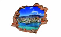 Naklejka na ścianę, dziura 3D  cegły morze miasto 3079 Naklejkomania - zdjecie 2 - miniatura