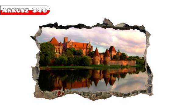Naklejka na ścianę, dziura 3D zamek nad wodą  346 - zdjęcie 2