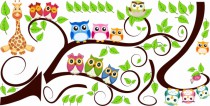 Naklejka ścienna dla dzieci -  drzewko, sowy, zestaw 46 Naklejkomania - zdjecie 2 - miniatura