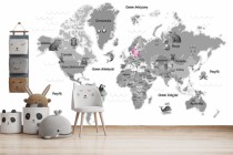 Naklejka ścienna - mapa świata szara 41370 Naklejkomania - zdjecie 1 - miniatura