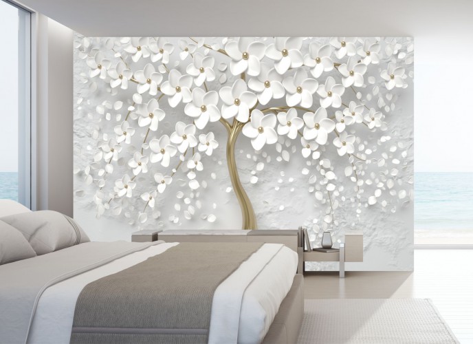 Flizelinowa tapeta do pokoju na ściane 9933 złote drzewo - zdjęcie 2