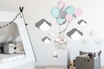 Naklejka ścienna dla dzieci - balony, chmurki, drzewka 9814 Naklejkomania - zdjecie 1 - miniatura
