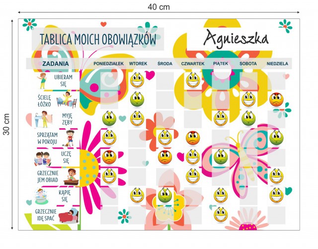 Tablica motywacyjna magnetyczna tablica z obowiązkami kwiatki 4528 - zdjęcie 4
