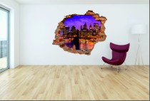 Naklejka na ścianę, dziura 3D  cegły Miasto budynki Nowy Jork 3075 Naklejkomania - zdjecie 1 - miniatura