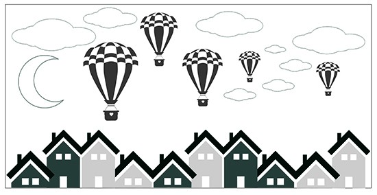 Naklejka ścienna dla dzieci -  balony, domki 2005 - zdjęcie 2